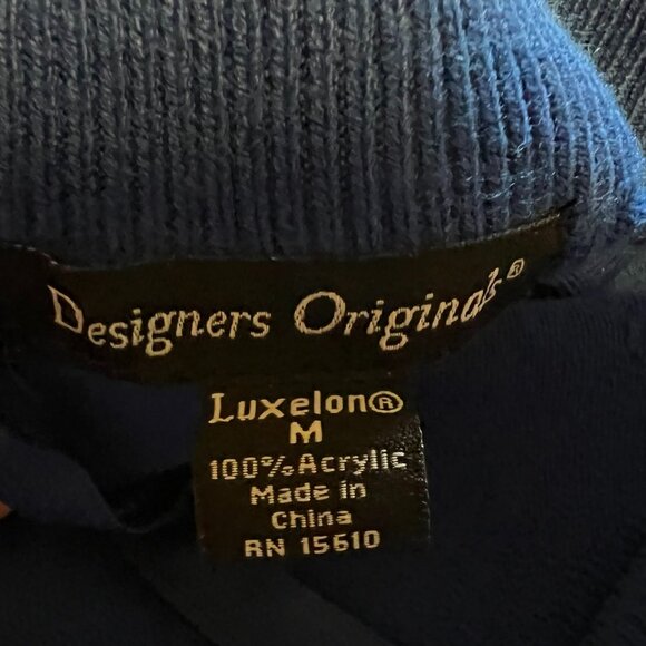 Designers Originals Royal Blue Zip Closure Long Sleeve Mock Neck Sweater - M - Picture 4 of 5